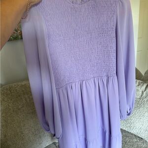 Elegant Lavender Long Sleeve Dress